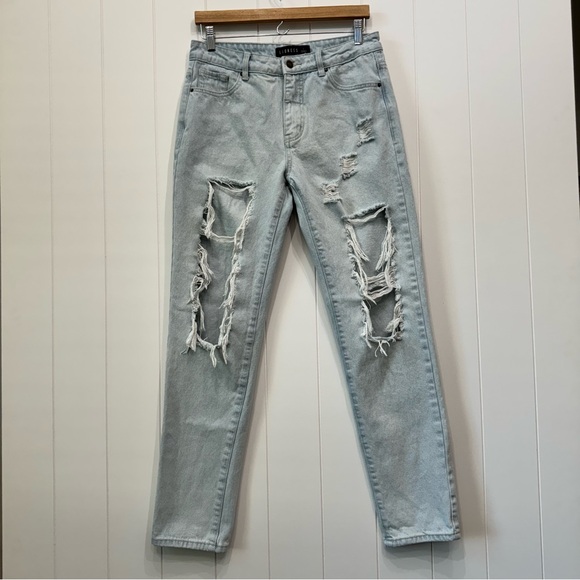 LIONESS Women's Naomi Boyfriend Jeans Light High Rise Distressed Size Large US 8 - Picture 2 of 16